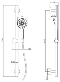 Matne čierna mosadzná sprchová súprava s ručnou sprchou a posuvným držiakom 70 cm – Sapho