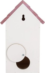 Bielo-fialová drevená vtáčia búdka s kvetmi Birdhouse - 15*10*22 cm
