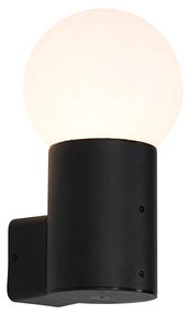 Vonkajšia nástenná lampa čierna s opálovým sklom IP44 - Huma