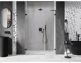 Mexen Lunar-B, L Otočné ľavé sprchové dvere 120 cm, číre sklo, čierny profil, 832SL-120-050-70-00-L