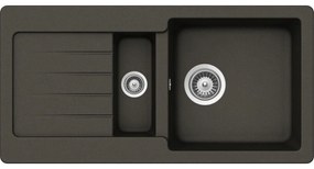 SCHOCK Typos D-150S Cristalite dvojdrez s odkvapávacou plochou, obojstranný, horná montáž, 860 x 435 mm, Asphalt, TYPD150SAGAS