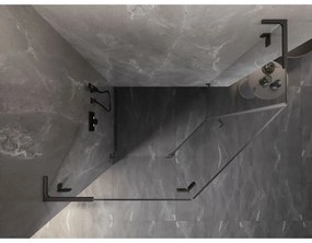 Mexen Lunar, L päťuholníkový sprchový kút naklápací doľava 100x80 cm, 8mm číre sklo, profil grafit brúsený, 831L-100L-080P-66-00-L