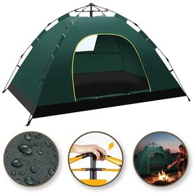 Zelený kempingový stan pre 2-3 osoby 200 x 140 x 115 cm