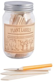 Set pohára a 40 štítkov na bylinky z topoľového dreva Esschert Design Heal, 400 ml