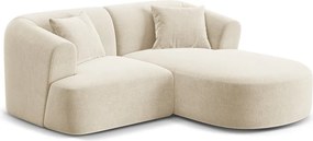 Béžová zamatová rohová pohovka (pravý roh/s leňoškou) Campi – Cosmopolitan Design