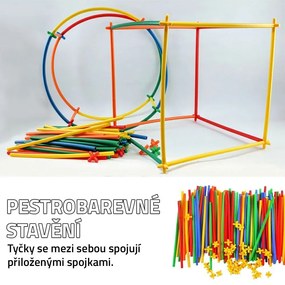 Zaparkorun Kreatívna detská modelovacia stavebnica - skladacie tyčky - 500 dielikov