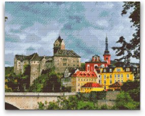 Gario Diamantové maľovanie Hrad Loket 2 Rozmery: 50 x 40 cm, Rámovanie: S vnútorným rámom, Diamanty: Okrúhle