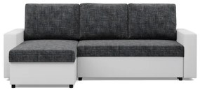 Rohová rozkladacia sedačka LUNA tmavosivá / biela