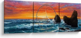 Obraz - Západ slnka (s hodinami) (90x30 cm)