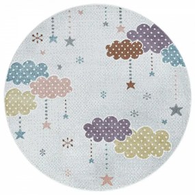 Detský koberec Lucky obláčiky farebné kruh - krém