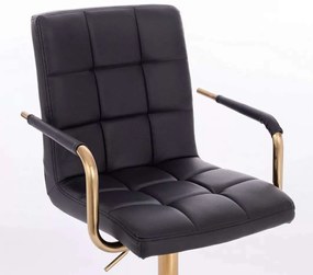 LuxuryForm DESIGN Stolička VERONA GOLD na zlatej podstave s kolieskami - čierna