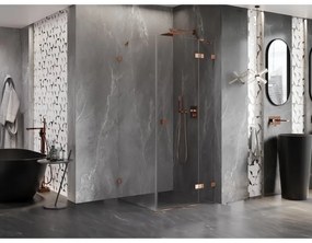 Mexen Lunar, 1-krídlový sprchový kút, pravý, 90 x 90 cm, 8mm číre sklo, ružové zlato profil, 834-090-090-60-00-P