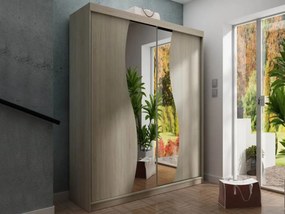 Šatníková skriňa so zrkladlom Sahara 8/150cm, Osvetlenie: bez osvetlenia, Farba:: jaseň tmavý