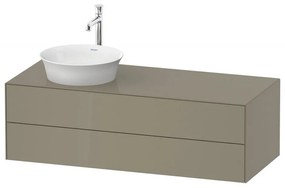 DURAVIT White Tulip závesná skrinka pod umývadlo na dosku vľavo, 2 zásuvky, 1300 x 550 x 408 mm, kameňovo šedá vysoký lesk, WT4987LH2H2