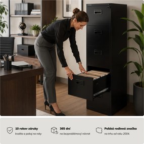 Kovová kartotéková skriňa čierna: SARA V5, 460 x 1625,5 x 600 mm