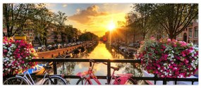Obraz - Východ slnka v Amsterdame (120x50 cm)
