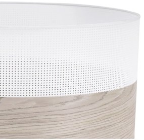 Závesné svietidlo Wood, 1x svetlobéžová dubová dýha/biele PVC tienidlo, (fi 44cm)