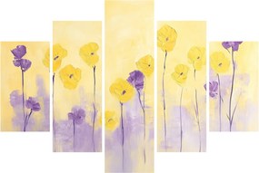Obraz - Fialové a žlté kvietky (150x105 cm)