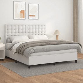 Boxspring posteľ s matracom biela 160x200 cm umelá koža 3142852