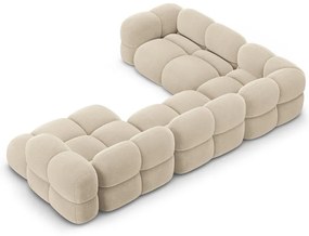 Béžová zamatová rohová pohovka (ľavý roh/do tvaru "U") Loretto – Cosmopolitan Design