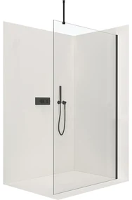 CERANO - Sprchová zástena Walk-in Onyx Top L/P - guľatá vzpera - čierna matná, transparentné sklo - 50x200 cm, CER-CER-8050BD1692