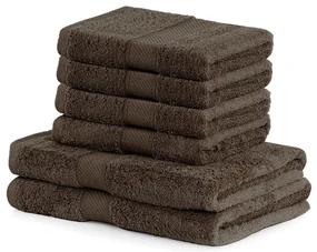 Set 2 tmavohnedých osušiek a 4 uterákov DecoKing Bamby