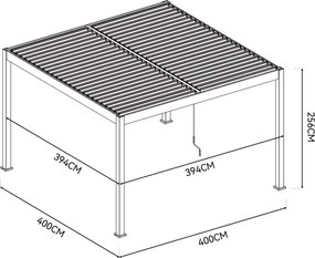 Bioklimatická pergola INTRO DUO 4x4m, hliník, voľne stojaca