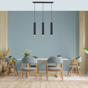 LED Luster na lanku TUBA 3xGU10/4,8W/230V čierna/zlatá