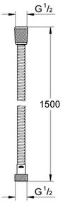 Sprchová hadica Grohe Quickfix kov 1500 mm x 1/2" x 1/2" (DN15) 27502001