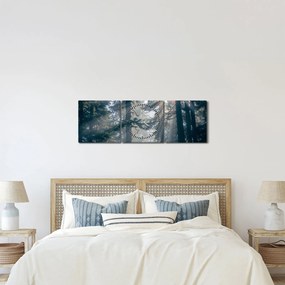 Obraz stromov s presvitajúcim slnkom (s hodinami) (90x30 cm)
