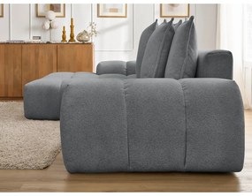 Tmavosivá ženilková rozkladacia/s úložným priestorom rohová pohovka (ľavý roh/s leňoškou) Everest – Bobochic Paris