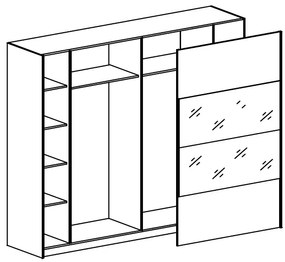Šatníková skriňa s posuvnými dverami MALMO biela vysoký lesk 194 x 215 x 62 + zrkadlo