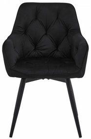 Set dvoch jedálenských otočných stoličiek JORK360 zamatové, čierne (čierne nohy) 2 ks