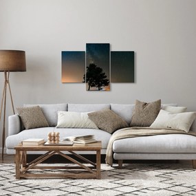 Obraz nočnej oblohy so stromami (90x60 cm)