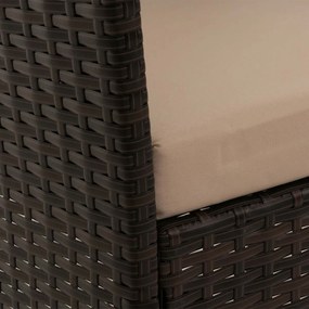 Záhradná súprava 2 kresiel, pohovky a stolíka HWC-N98 - hnedá, vankúš krémová