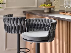Dizajnová barová otočná stolička EMILY tmavo šedá s čiernou nohou