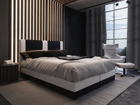 Manželská posteľ Boxspring 140 cm Pecos Comfort (ekokoža + čierna + biela) (s matracom a úložným priestorom). Akcia -20%. Vlastná spoľahlivá doprava až k Vám domov. 1056265