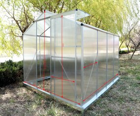 Skleník so základňou BestBerg BBGH‑806S / 4,8 m² / 252 × 190 × 194 cm / strieborná
