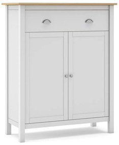 Biela/prírodná vysoká komoda z borovicového dreva 90x110 cm Misti – Marckeric