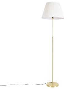 Stojacia lampa zlatá / mosadz so skladaným odtieňom krémová 45 cm - Parte