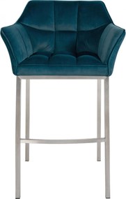 Barová stolička Damaso E - zamat, nerez 4-nohý rám - Zelená