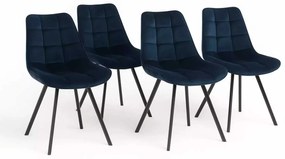 LuxuryForm DESIGN Stolička ORLEN VELUR - tmavo modrá - SET 4 ks