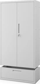 Modulárna kovová multifunkčná skriňa so zásuvkou sivá MEGAN 1850 x 900 x 400 mm