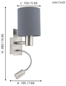 Eglo 96479 - LED Flexibilné svietidlo PASTERI 1xE27/40W+LED/3,8W šedá