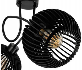 BERGE LED stropné svietidlo 2XE27, drevené, čierne