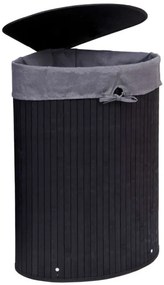 Rohový kôš na bielizeň 60 l bambusový čierny