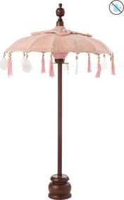 Broskyňový slnečník na stôl s drevenou tyčou a mušľami Boho - ∅ 57*90 cm