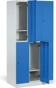 Šatníková skrinka S1 s úložnými boxmi, 6 boxov, 1850 x 900 x 500 mm,zámok s čítačkou RFID kariet, červené dvere