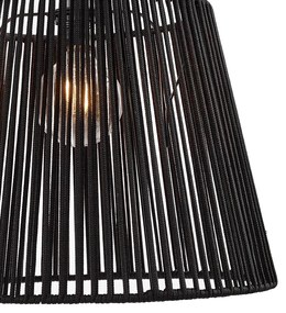 Vonkajšie závesné svietidlo čierne s čiernym lanovým tienidlom IP44 - Cava Jayla