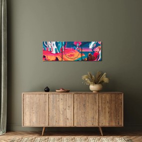 Obraz - Princ a dračia princezná (s hodinami) (90x30 cm)